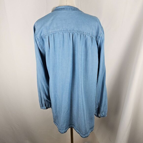 NWT! Soft Surroundings Twyla Tunic Shirt Denim Large Button Down Long Sleeve - Picture 5 of 10